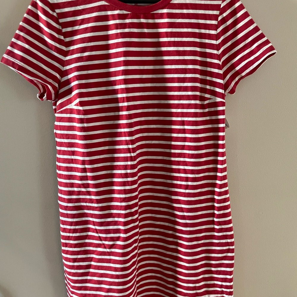 NWT Old Navy Red and White Striped T-Shirt Dress